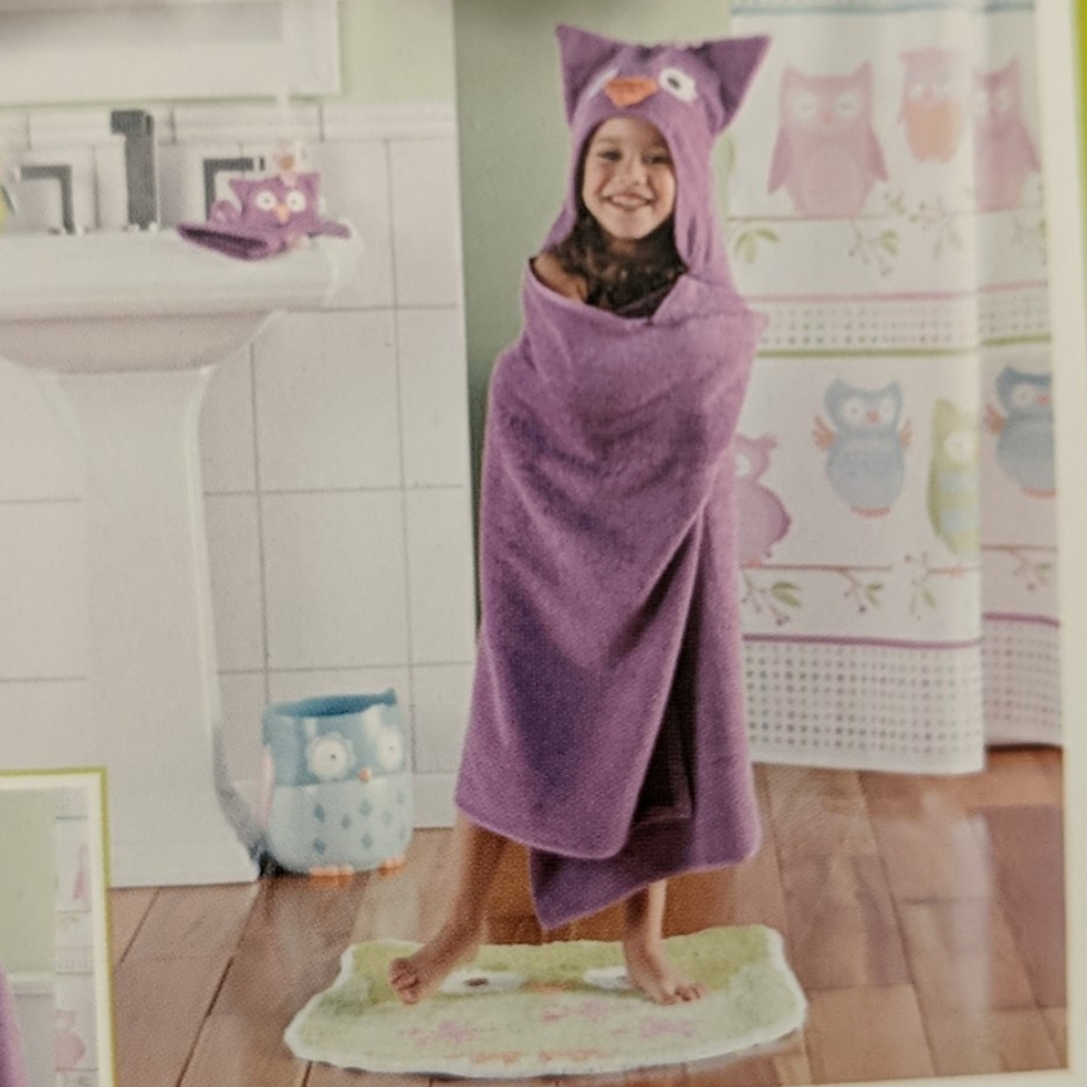 NEW Jumping Beans Purple Owl Hooded Towel